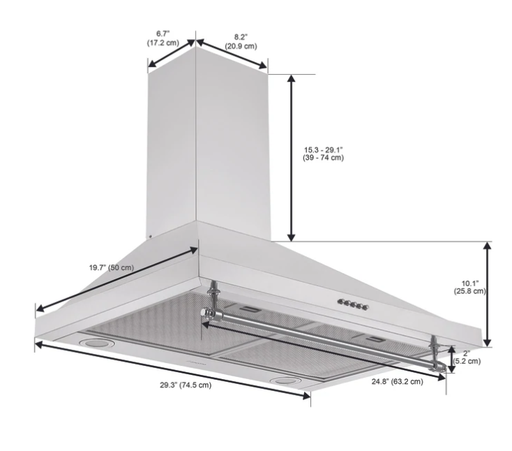 Ancona AN-1561 Convertible 30 in. Stainless Steel Vintage Wall Pyramid Range Hood