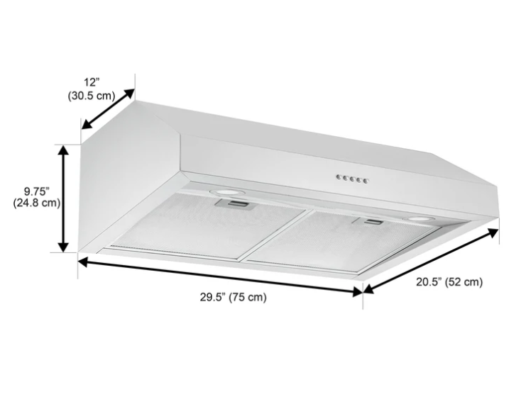 Ancona AN-1805 30in. Convertible Under Cabinet Range Hood in Stainless Steel