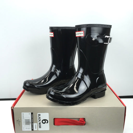 Hunter Women's Original Short Rain Boots: Black Gloss- Size 6