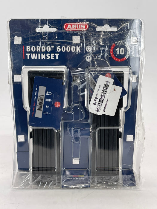 Abus Bordo 6000 Twin Set, Folding Lock, Key, 90cm, 3', 5mm, Black