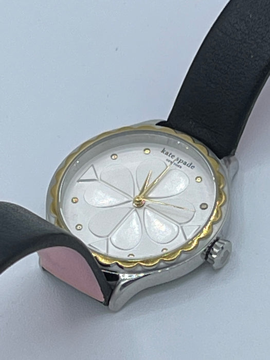 Kate Spade rosebank scallop black leather watch