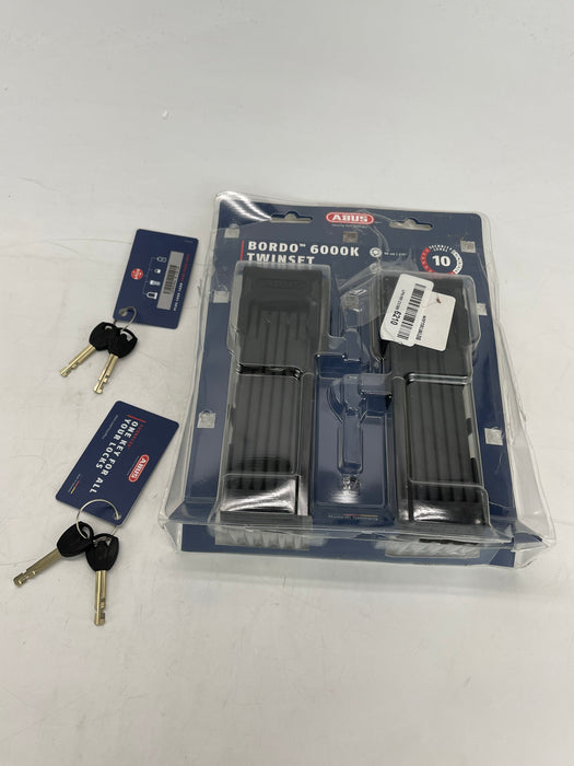 Abus Bordo 6000 Twin Set, Folding Lock, Key, 90cm, 3', 5mm, Black