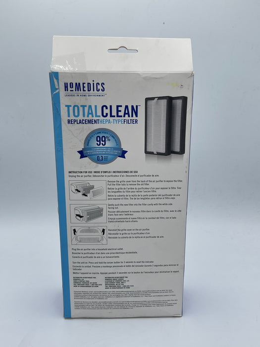 HoMedics TotalClean HEPA-Type Replacement Filter (2- Pack), Clean Air Filter for use with HoMedics HEPA-Type AP- DT10, Air Purifiers