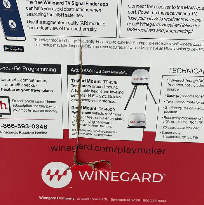 Winegard PL-8035 Dish Playmaker Portable Antenna