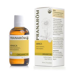 Pranarom Certified Organic Arnica Virgin Plant Oil bottle and box.