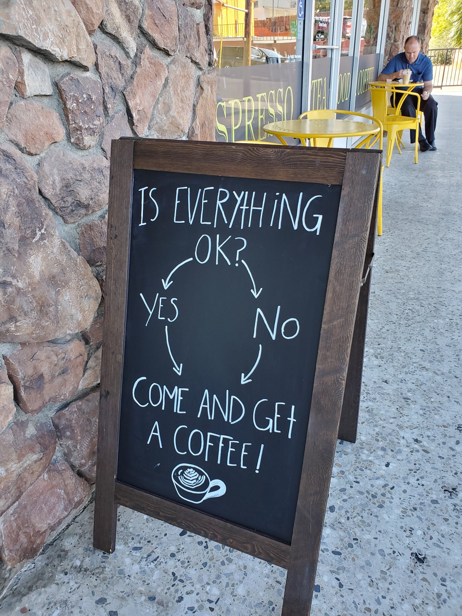 The sign out front of Old Shasta Coffee Company