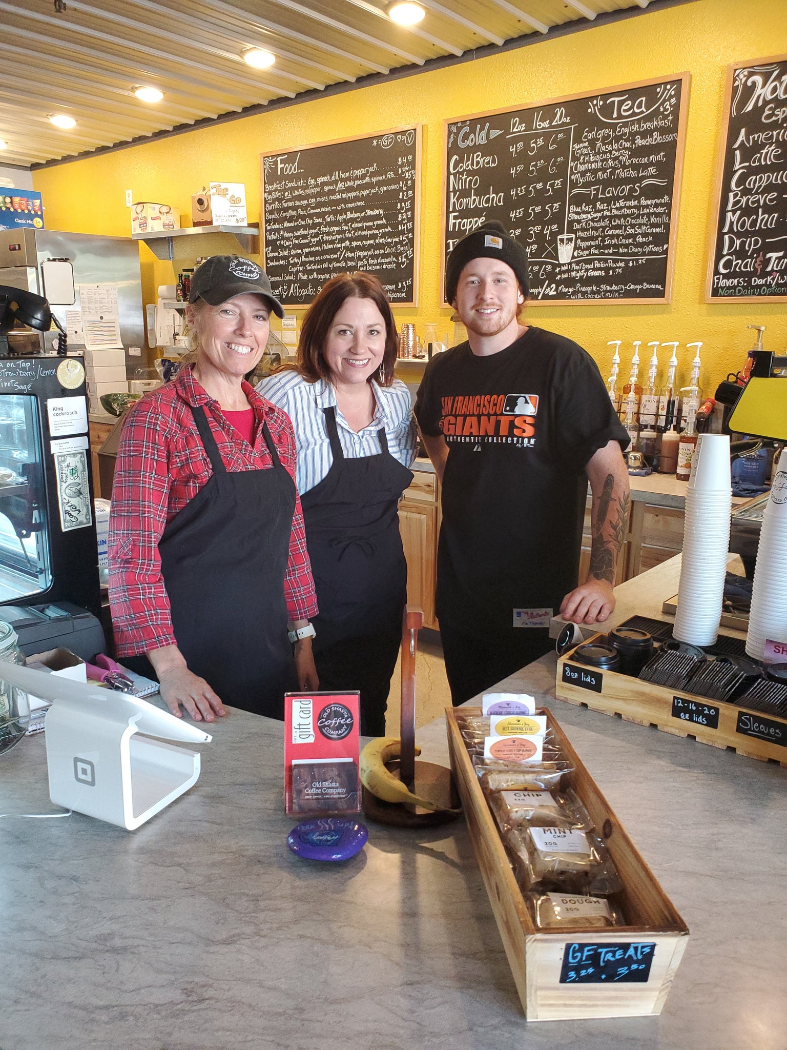 The baristas and owner at Old Shasta Coffee Company