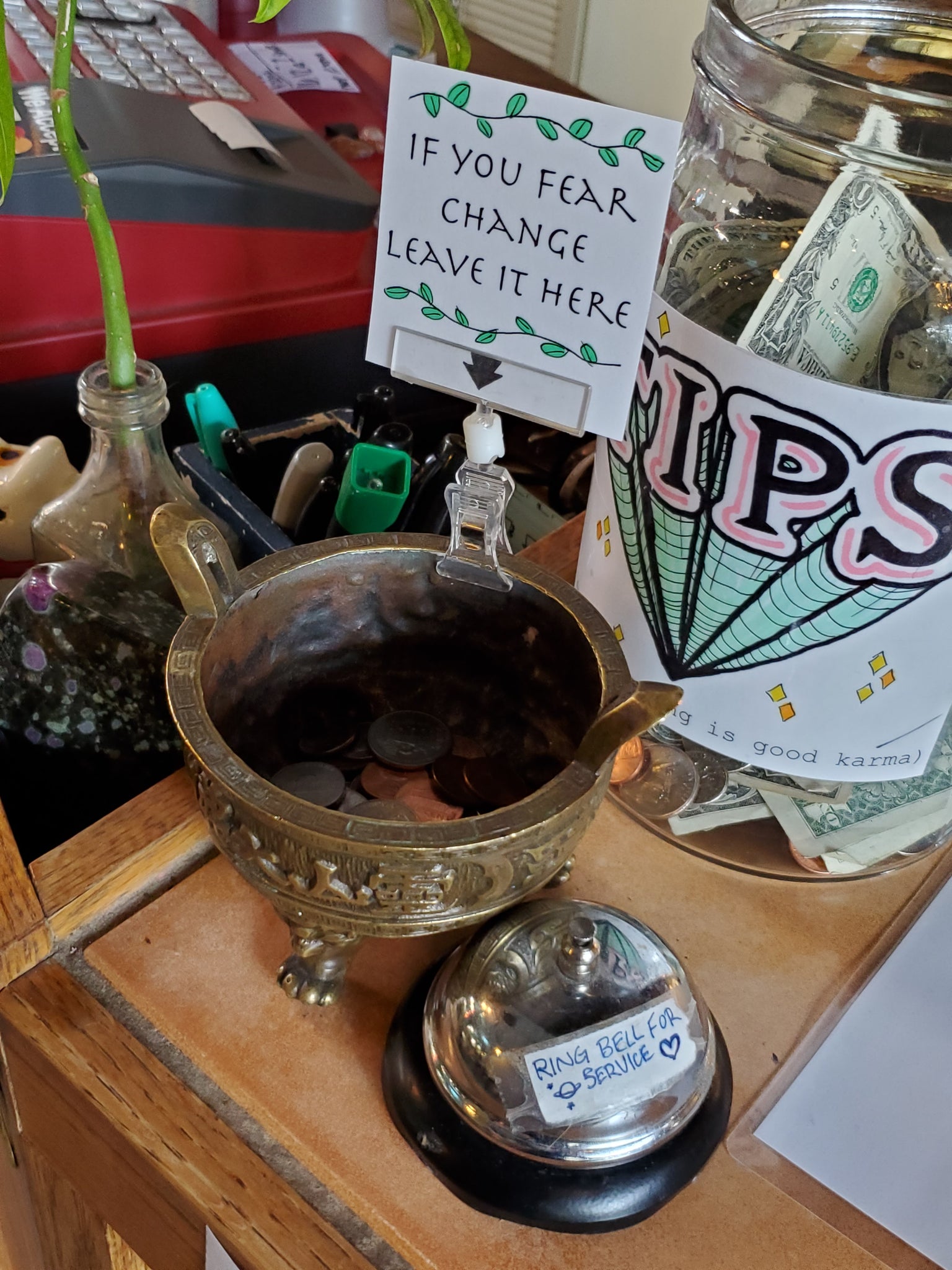 Tip jar at Cafe Gebo