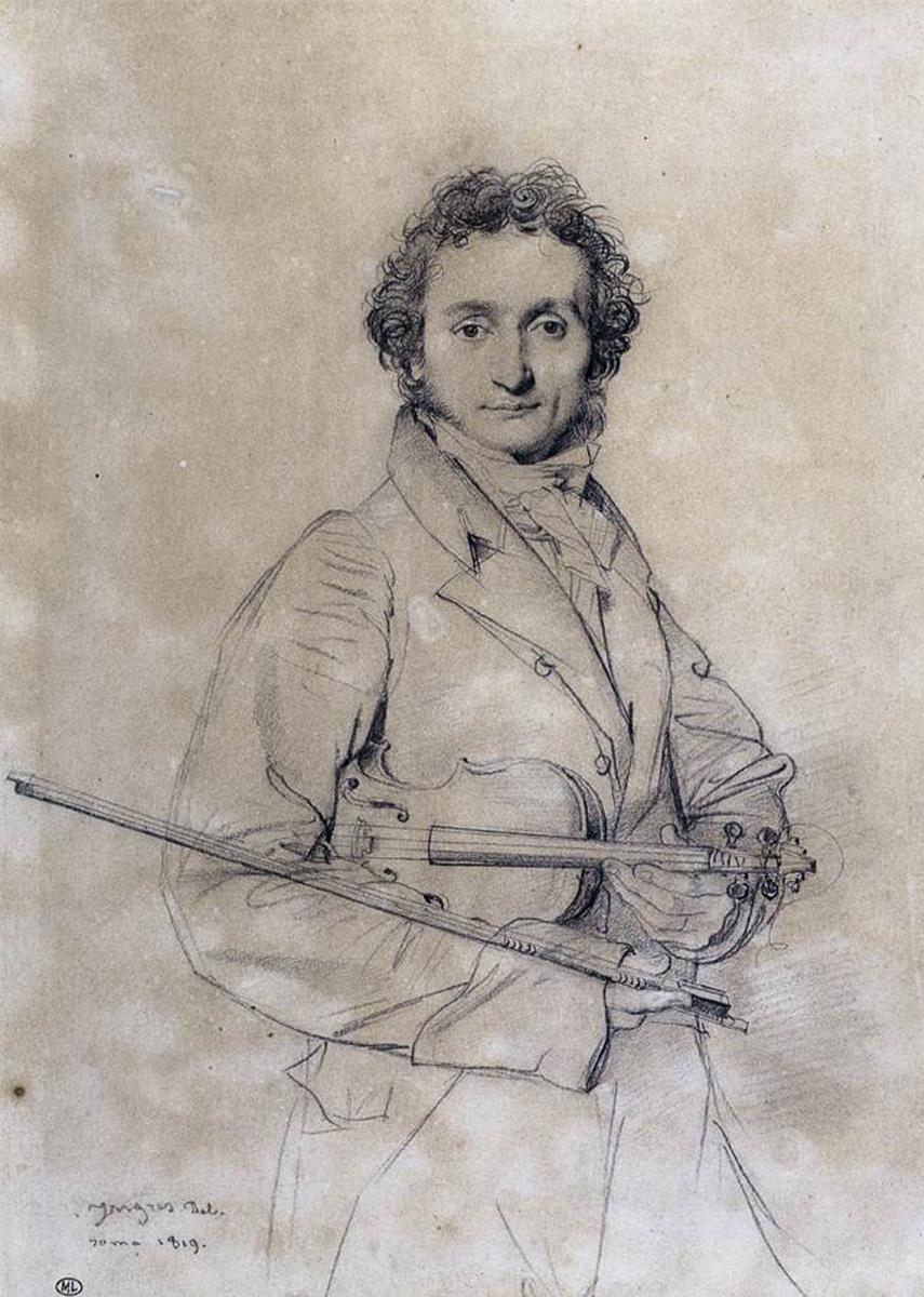 Niccolo Paganini's with his violin - portrait 