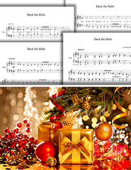 Deck the Halls: 1st piano pages of multi-levels