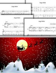 Jingle Bells: 1st piano pages of multi-levels