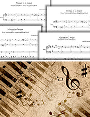 Minuet in G Major: 1st piano pages of multi-levels