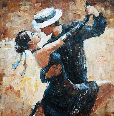 Painting of man & woman dancing Tango