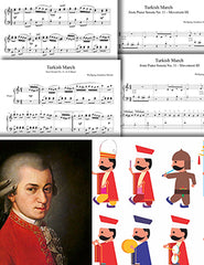 Turkish March by Mozart: 1st piano pages of multi-levels