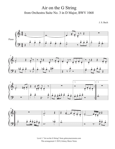 Air on the G String: Beginner's piano sheet music | J. S. Bach
