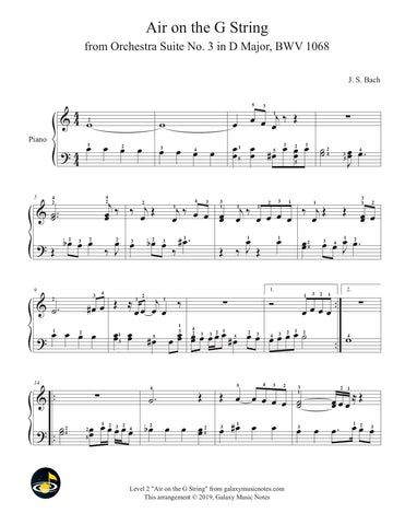 Air on the G String | J. S. Bach | Very easy piano sheet music