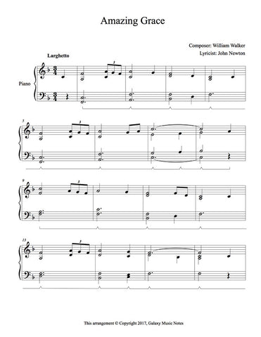 Amazing Grace - piano sheet music [intermediate]