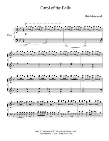 Carol of the Bells: Advanced piano solo sheet music | Christmas