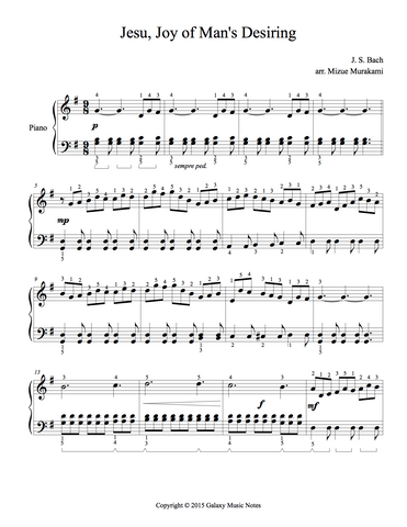 Jesu Joy Of Man S Desiring Easy Piano Solo Sheet Music Celtic
