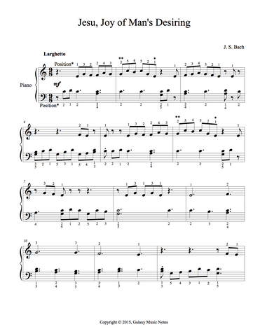 Jesu Joy Of Man S Desiring Very Easy Piano Solo Sheet Music
