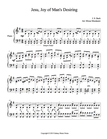 Jesu Joy Of Man S Desiring Advanced Piano Solo Sheet Celtic