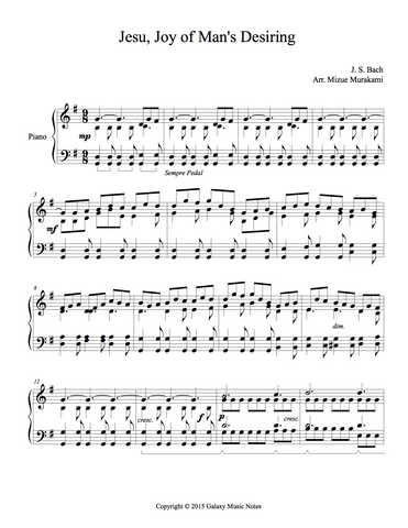 Jesu, Joy of Man's Desiring [Advanced piano solo sheet] Celtic