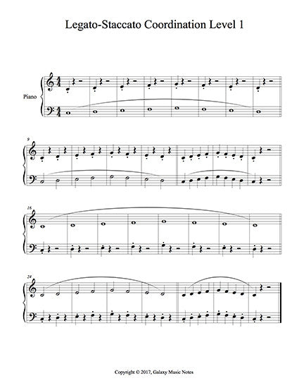 Free legato-staccato piano coordination exercise [Level 1]