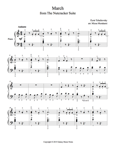 March [The Nutcracker] Very easy piano solo sheet | Tchaikovsky