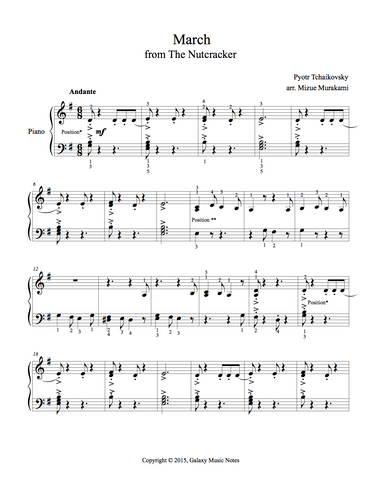 March [Nutcracker] Easy piano solo sheet music | Tchaikovsky