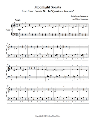 Moonlight Sonata | Very easy piano sheet music