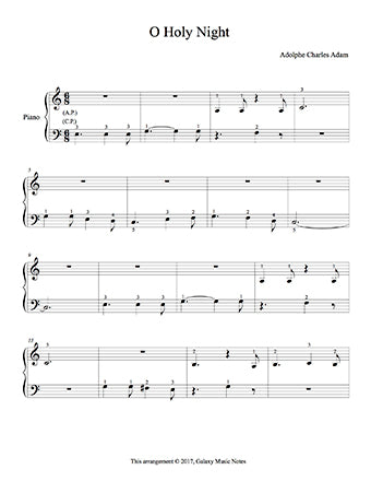 O Holy Night | Beginner's piano sheet music | Christmas