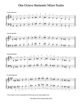 Free Piano Exercise 1 Octave Harmonic Minor Scales In 12 Keys