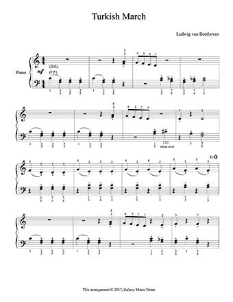 Turkish March by Beethoven | Easy piano solo sheet music
