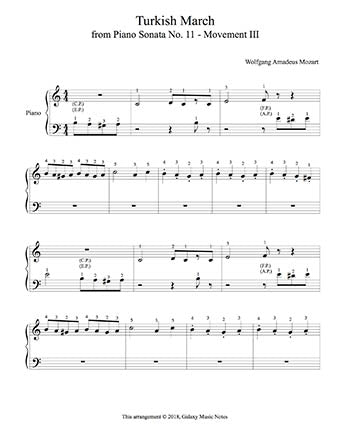 Turkish March by Mozart | Beginner's piano sheet music