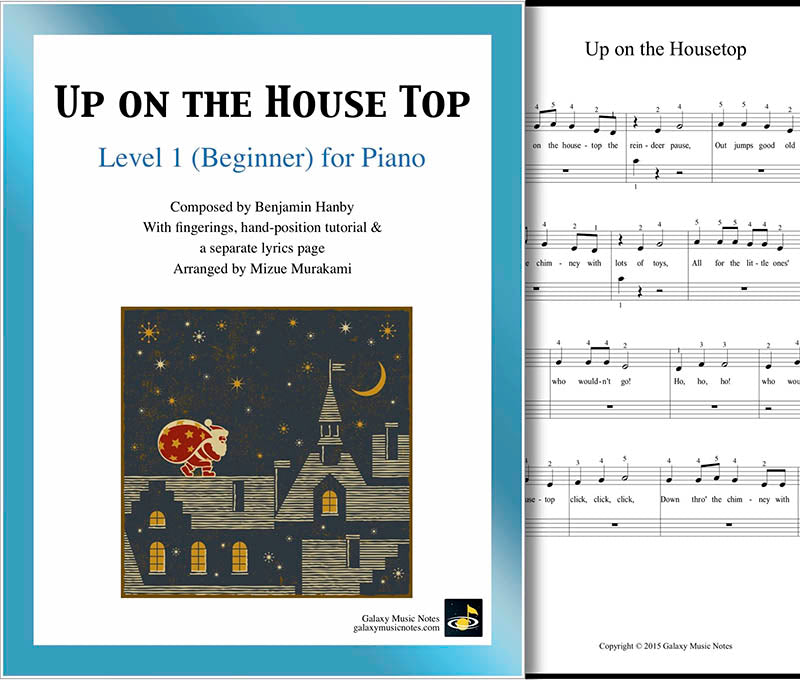 Up On The House Top Beginner S Piano Sheet Music Notes