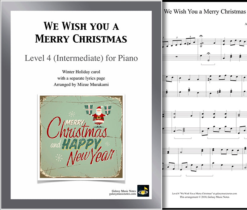 We Wish You A Merry Christmas Intermediate Piano Sheet Music