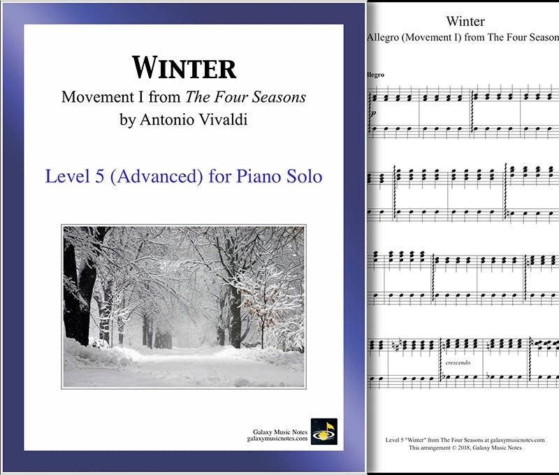 Download Vivaldi Four Seasons Winter Mvmt 1 Advanced Piano Solo Sheet