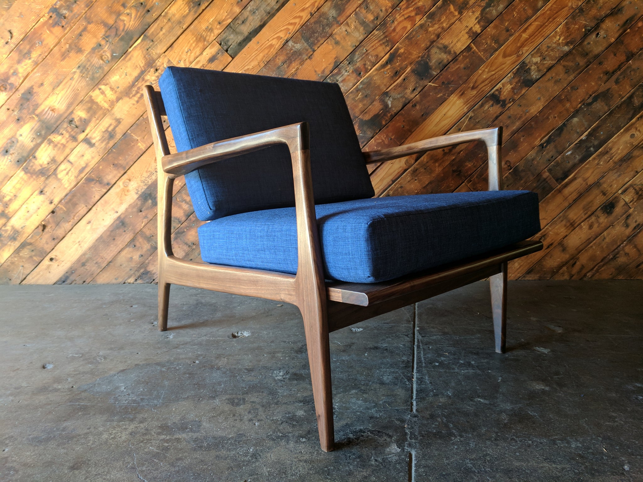 Mid Century Danish Style Walnut Lounge Chair The Hunt Vintage