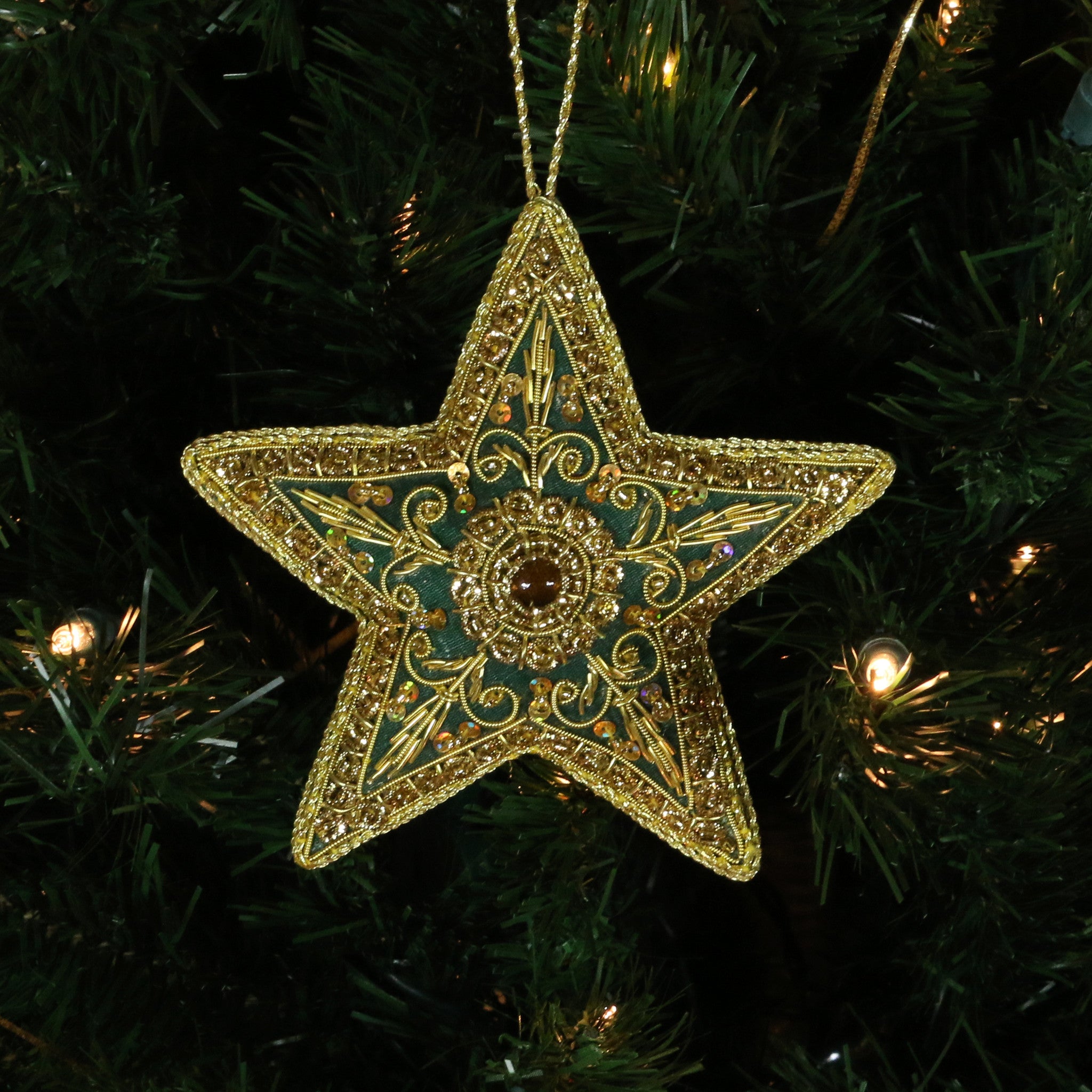 Hand Beaded Christmas Ornament from India - Star - Lionheart Imports
