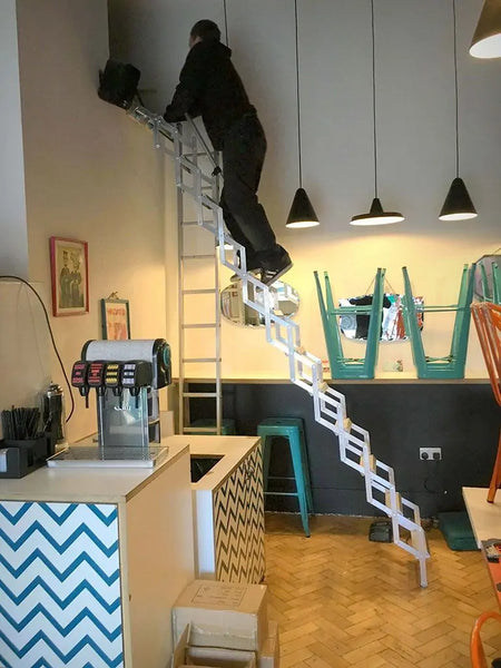 Concertina Ladder In Use At Chango Burrito Bar
