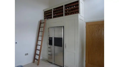 Rolling Ladder In Kitchen To Access Wine Rack