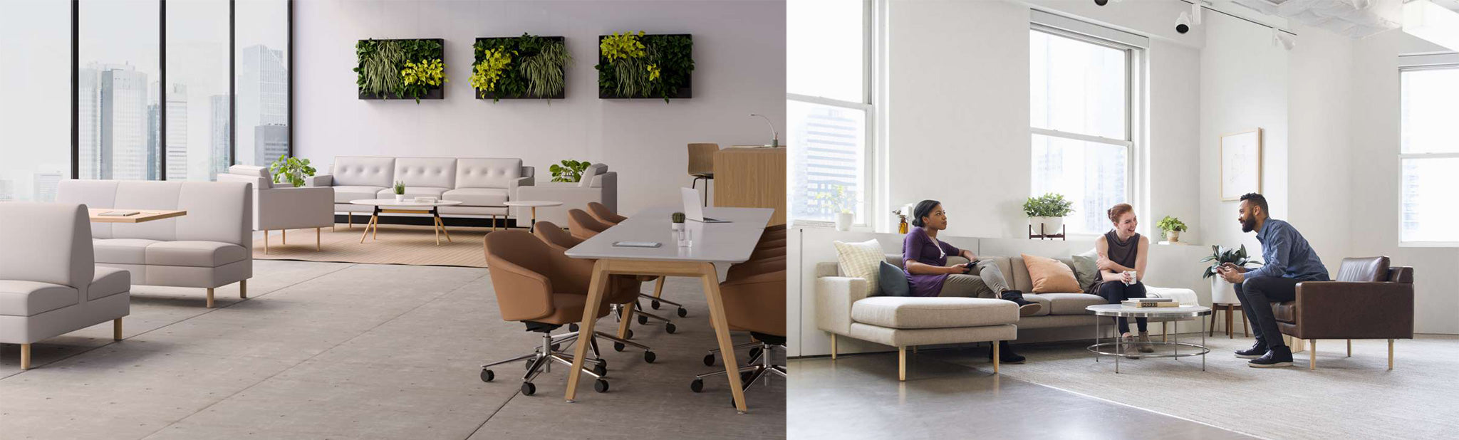 Employees collaborate freely with Rowen, our lounge seating solution.