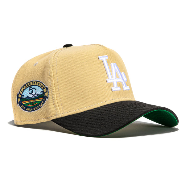 New Era 9Forty A-Frame Los Angeles Dodgers 50th Anniversary Stadium Patch Snapback Hat - Tan, Black