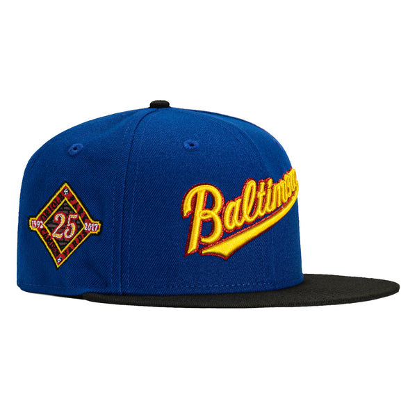 New Era 59Fifty Baltimore Orioles 25th Anniversary Stadium Patch Word Hat - Royal, Black, Gold