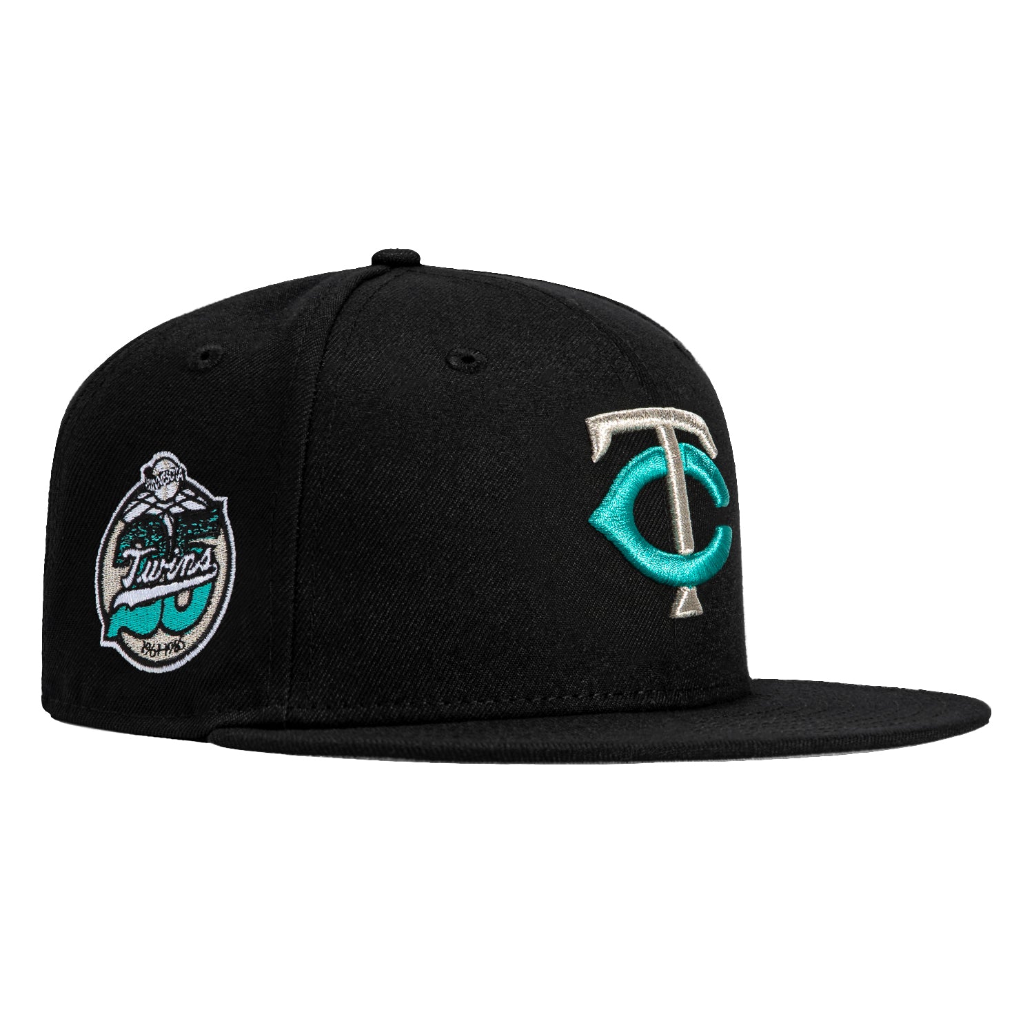 New Era 59Fifty Aqua Minnesota Twins 25th Anniversary Patch Hat - Black, Teal