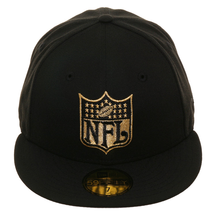 Exclusive New Era 59fifty Nfl Shield Hat Black Metallic Gold