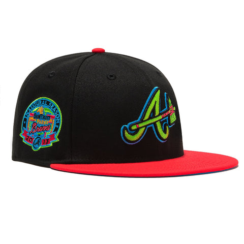 Buy New Era Atlanta Braves Scattered Logos Fitted Hat Cap - Black (Atlanta  Braves, 7 1/4) at