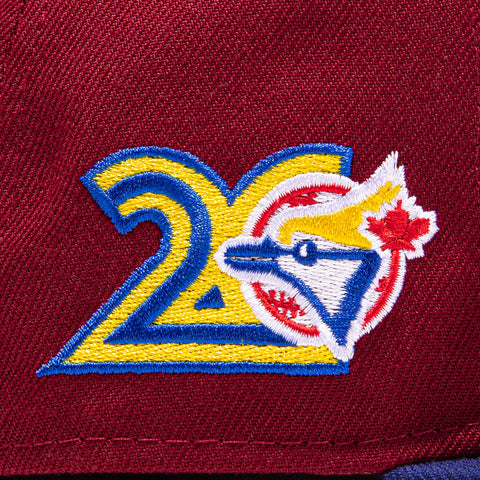 New Era Toronto Blue Jays Sangria 20th Anniversary Patch Hat Club Exclusive 59FIFTY Fitted Hat Cardinal/Royal