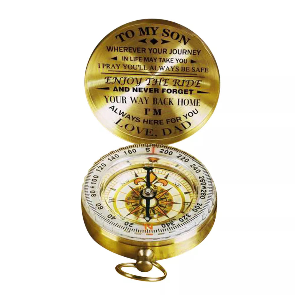 Dad To Son - Enjoy The Ride - Compass Lettering Multi-Function Compass