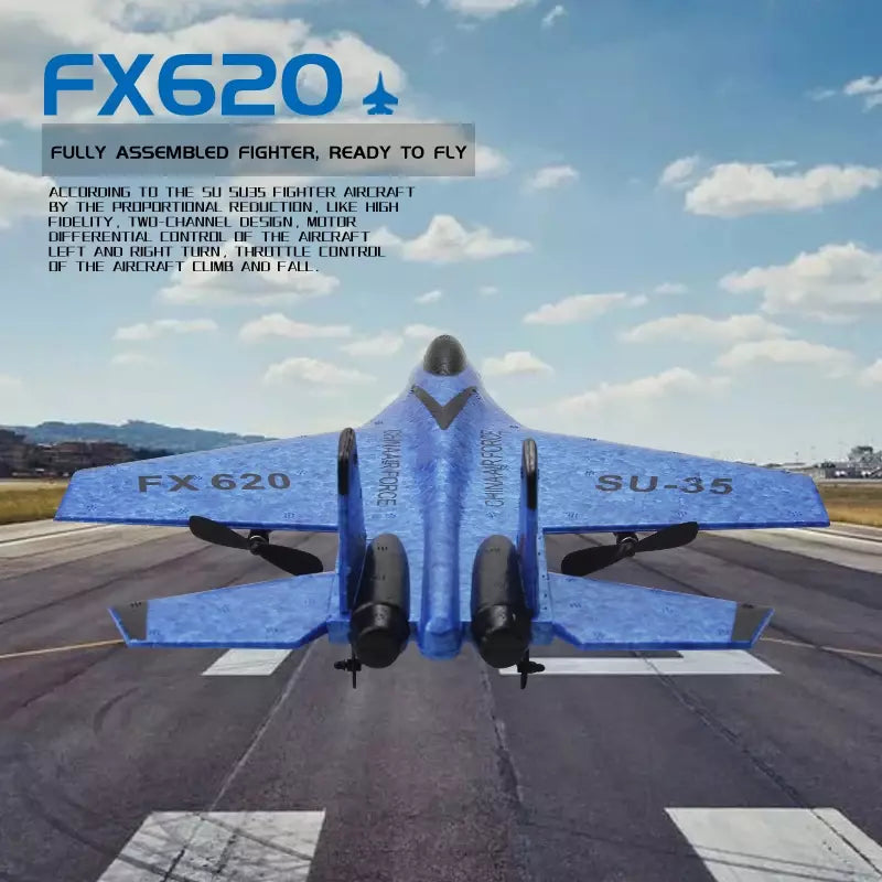 RC Plane SU35 2.4G With LED Lights Aircraft Remote Control Flying Model Glider Airplane SU57 Blue